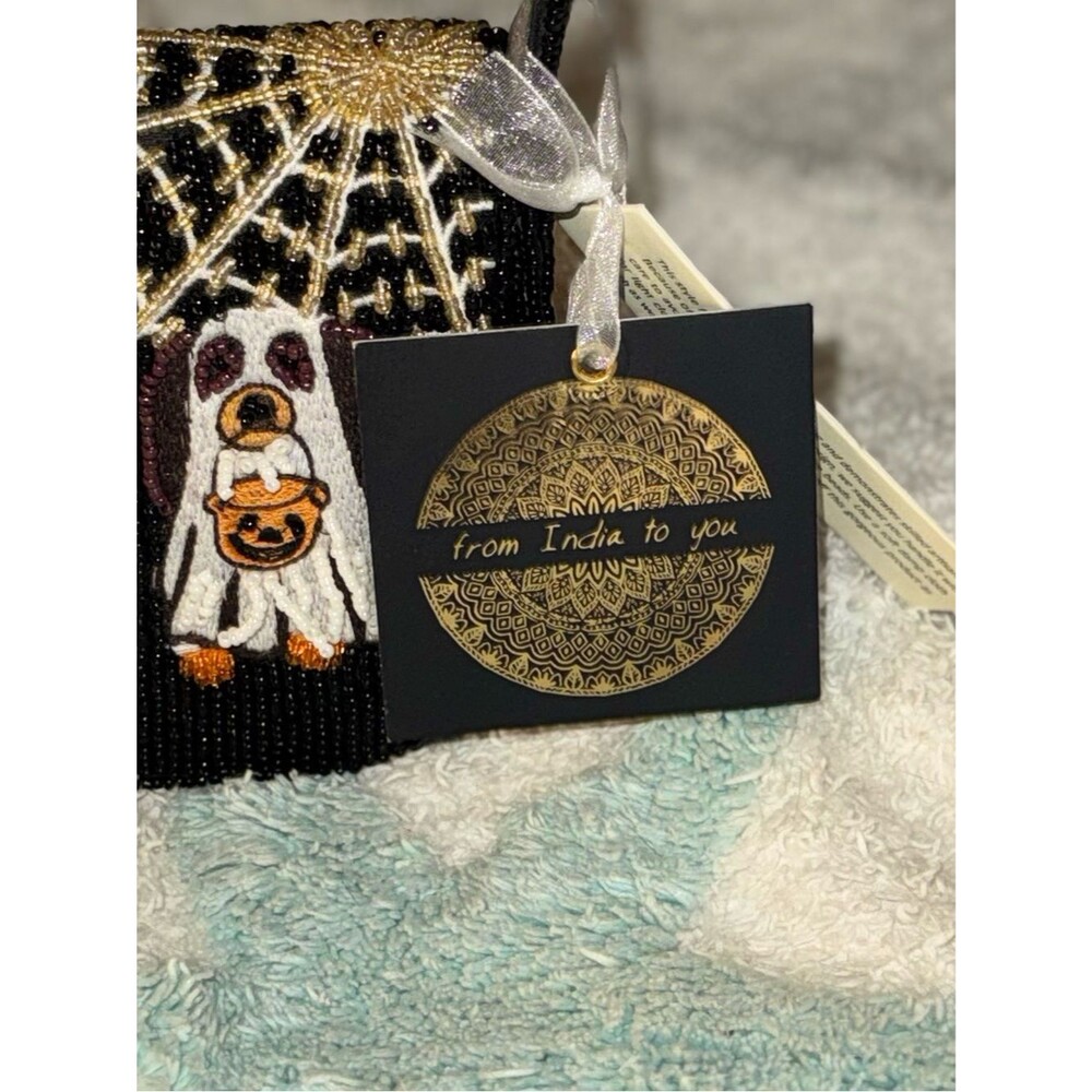 NWT Viral From India to You Beaded Spooky Halloween Dogs Shoulder Bag - Picture 5 of 5